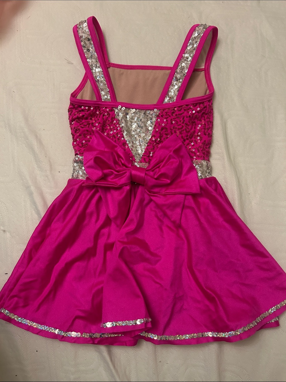 Weissman Hot Pink Sequin Dance Dress with Silver Trim - Picture 3 of 3